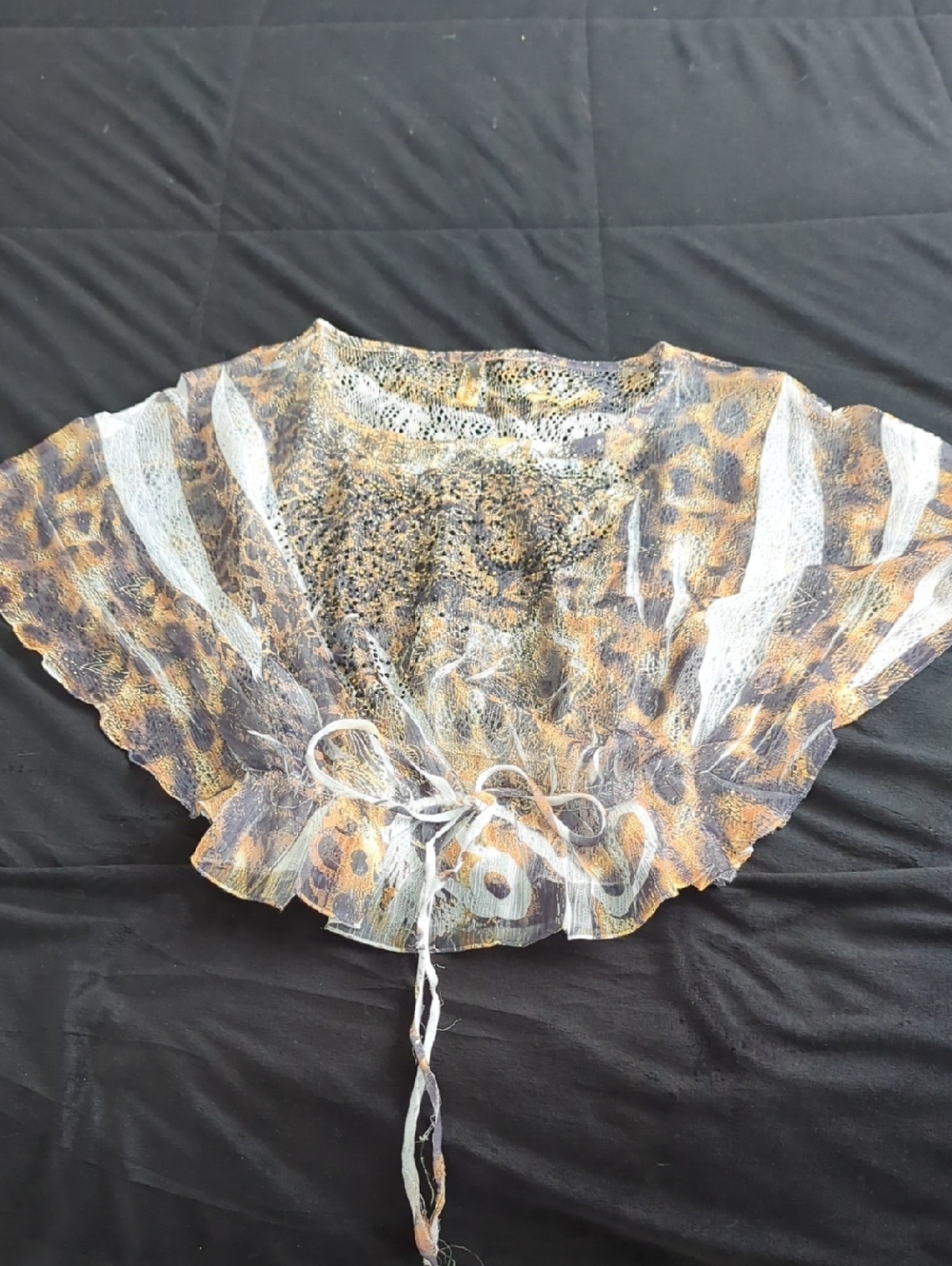 Sheer Animal Print Tie-Front Crop Top - Leopard Print